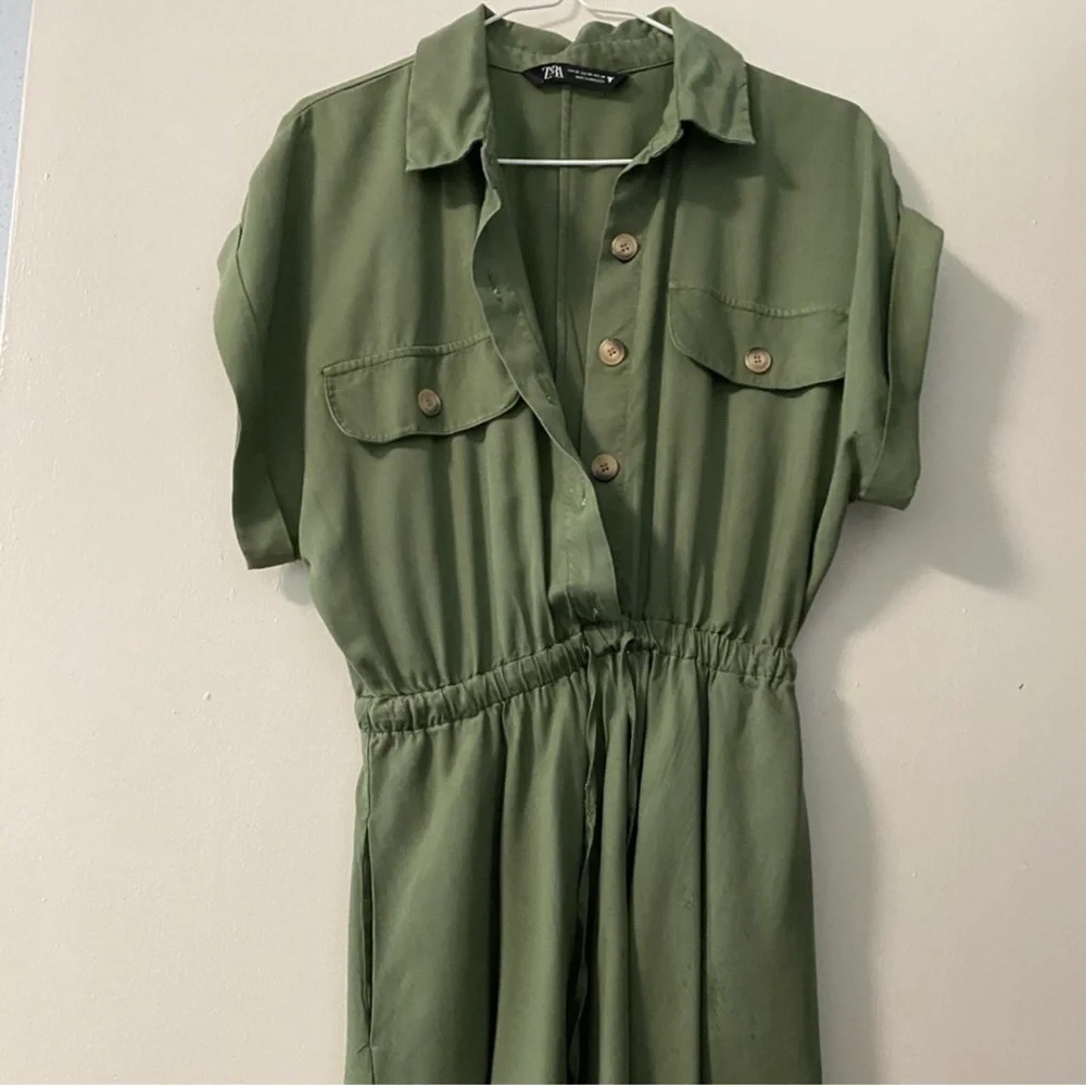 XL Zara military green button up dress